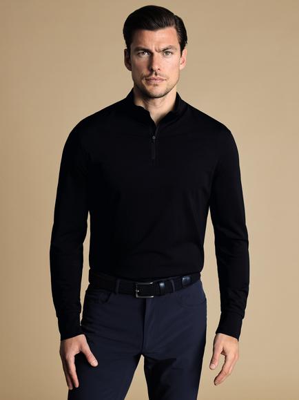 Charles Tyrwhitt Regular Fit Long Sleeve Performance T-Shirt, Navy, Navy