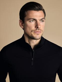 Charles Tyrwhitt Regular Fit Long Sleeve Performance T-Shirt, Navy - view 2, Navy