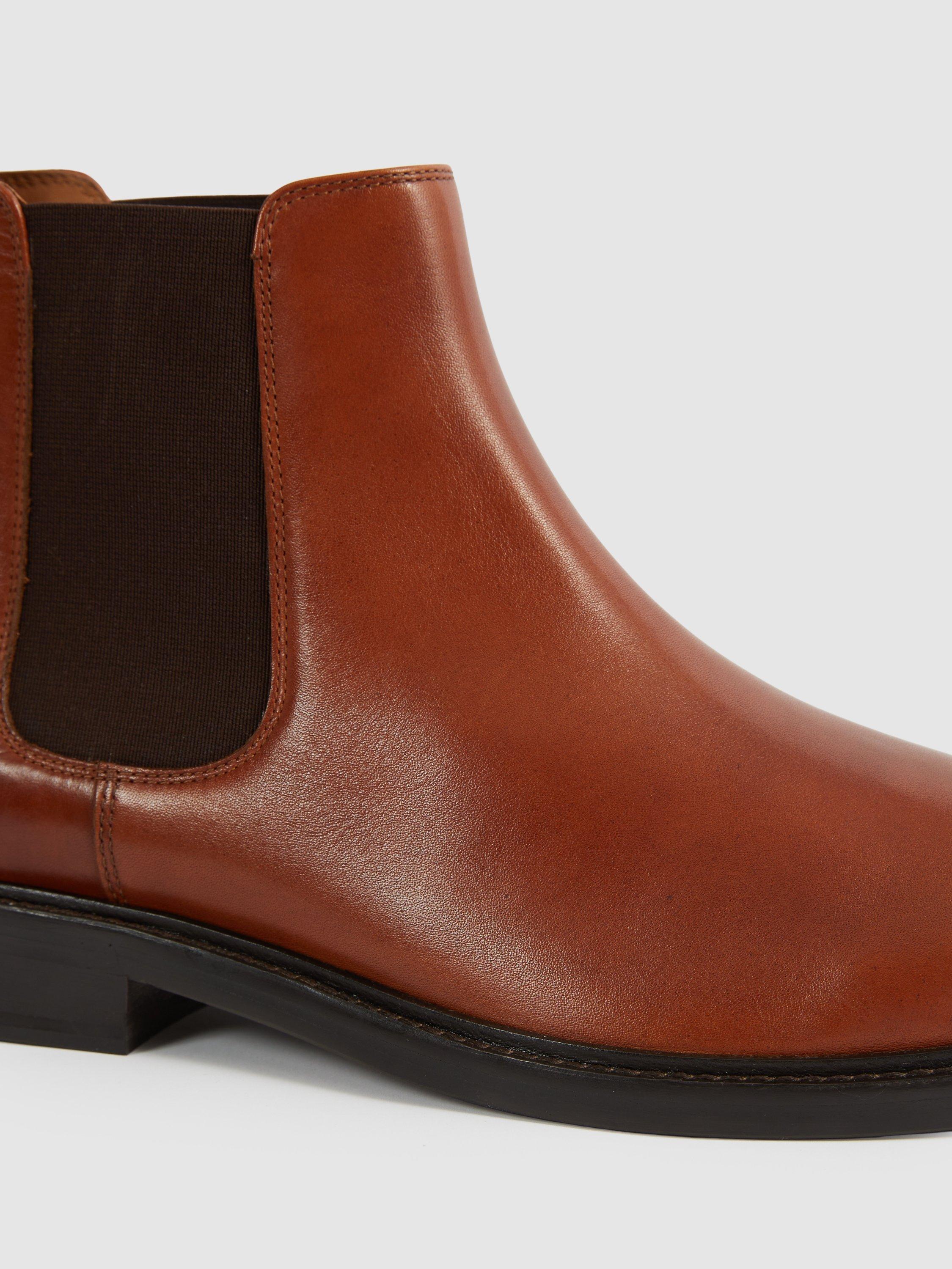 Product image 2 of 4, which shows Reiss Renor Leather Chelsea Boots, Light Tan, 7