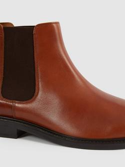 Reiss Renor Leather Chelsea Boots, Light Tan - view 2, Light Tan