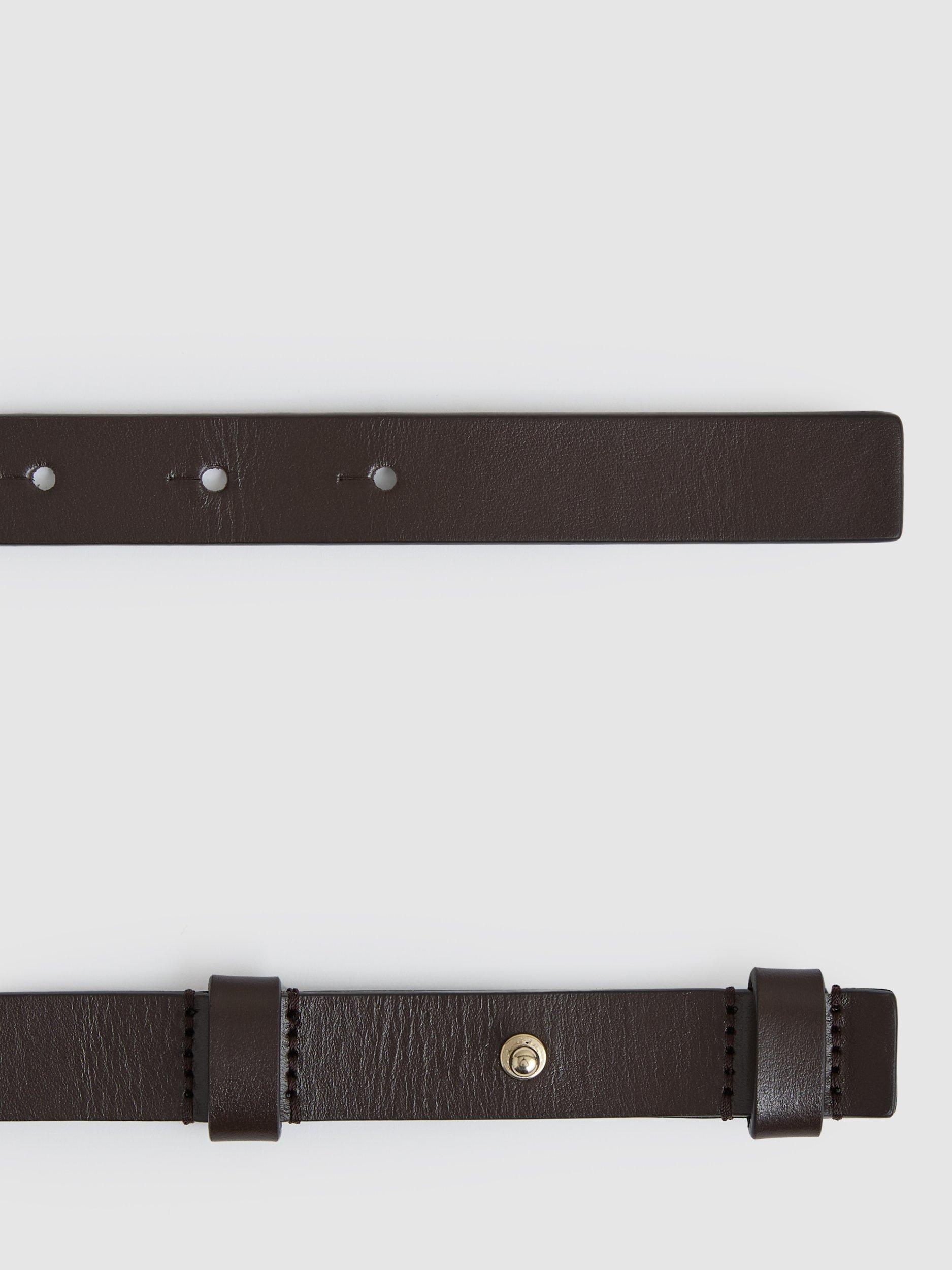 Product image 2 of 3, which shows Reiss Hayley Skinny Leather Belt, Chocolate, S