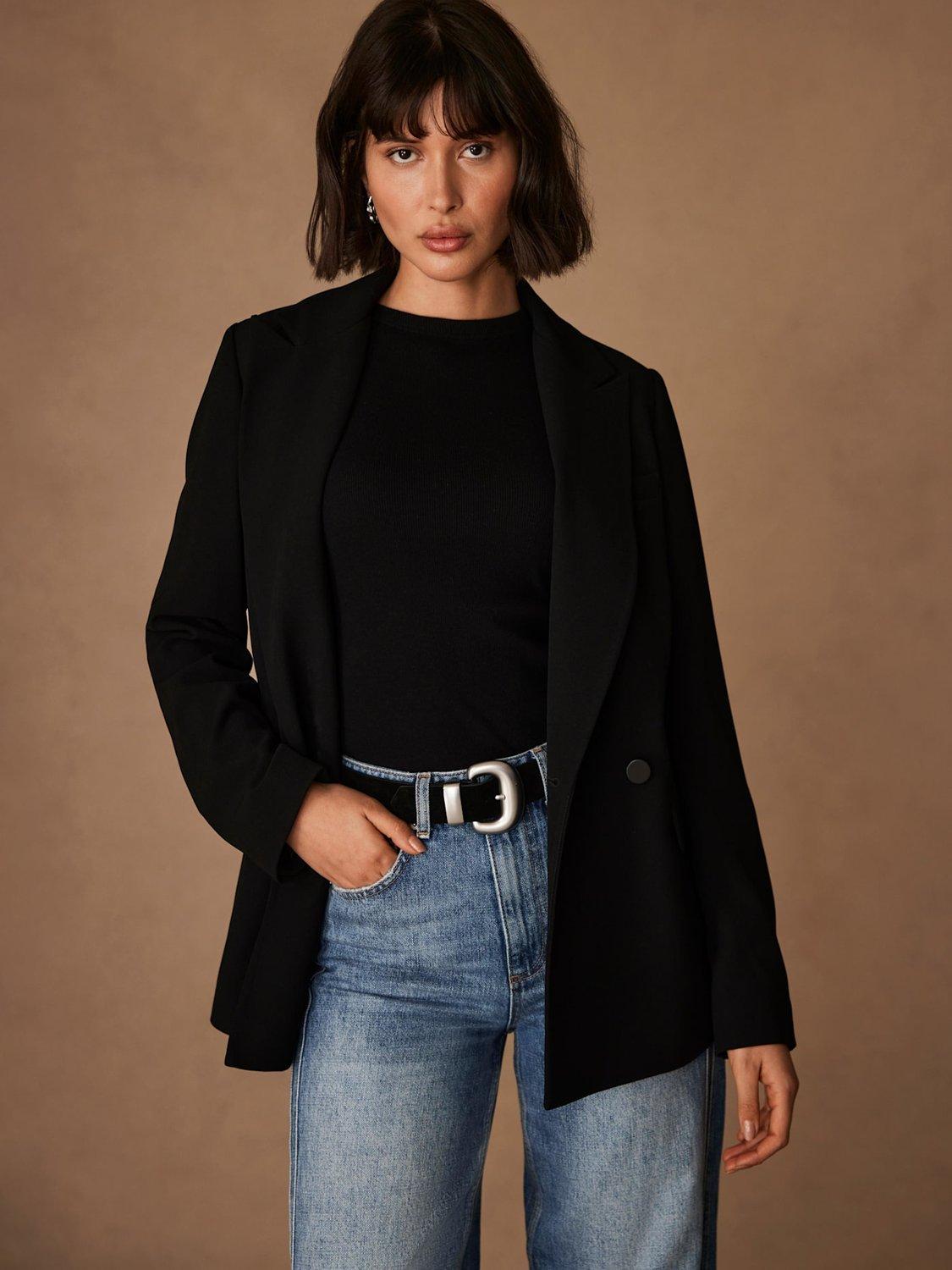 Product image 1 of 8, which shows Mint Velvet Single Breasted Tailored Blazer, Black, S