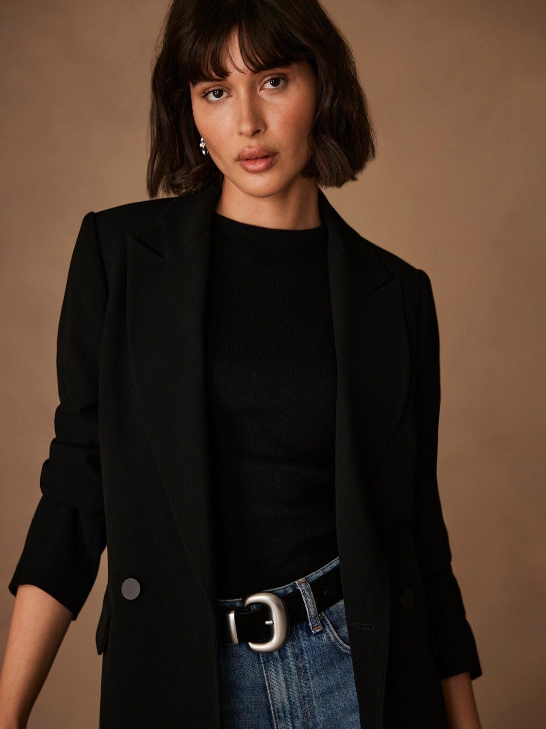 Product image 3 of 8, which shows Mint Velvet Single Breasted Tailored Blazer, Black, S