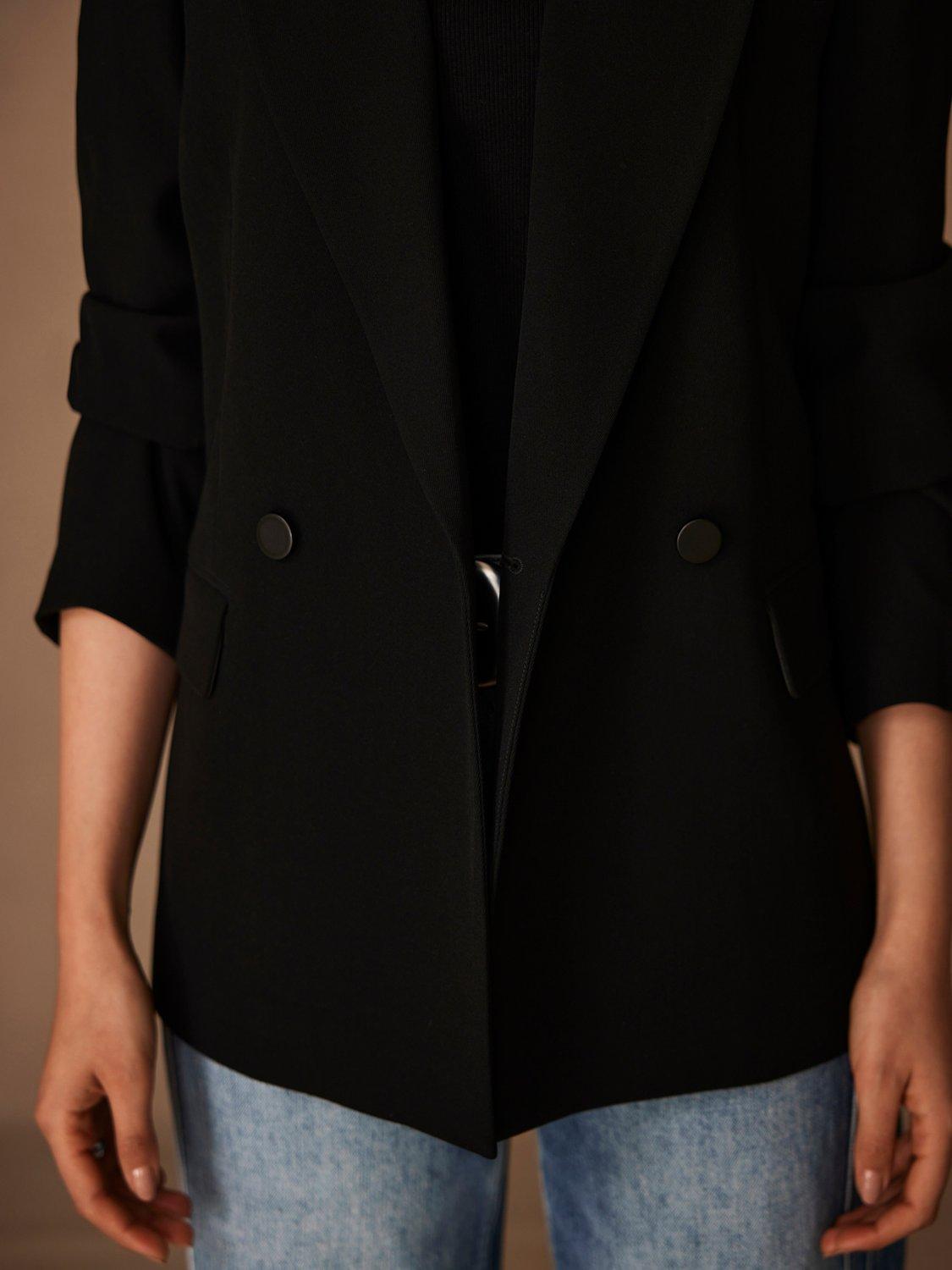 Product image 4 of 8, which shows Mint Velvet Single Breasted Tailored Blazer, Black, S