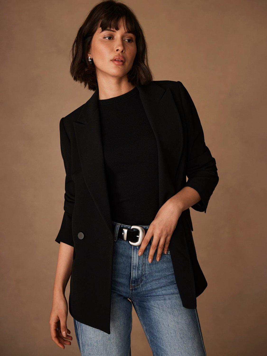 Product image 6 of 8, which shows Mint Velvet Single Breasted Tailored Blazer, Black, S