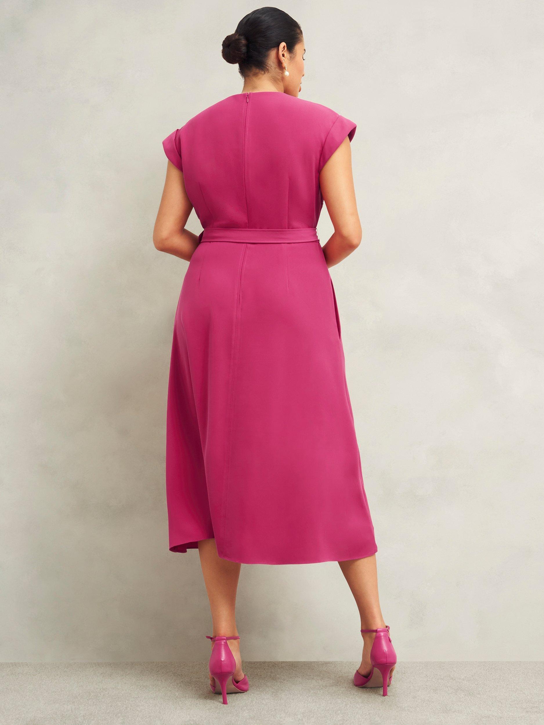 Product image 2 of 6, which shows Hobbs Meera Belted Dress, Pink, 10