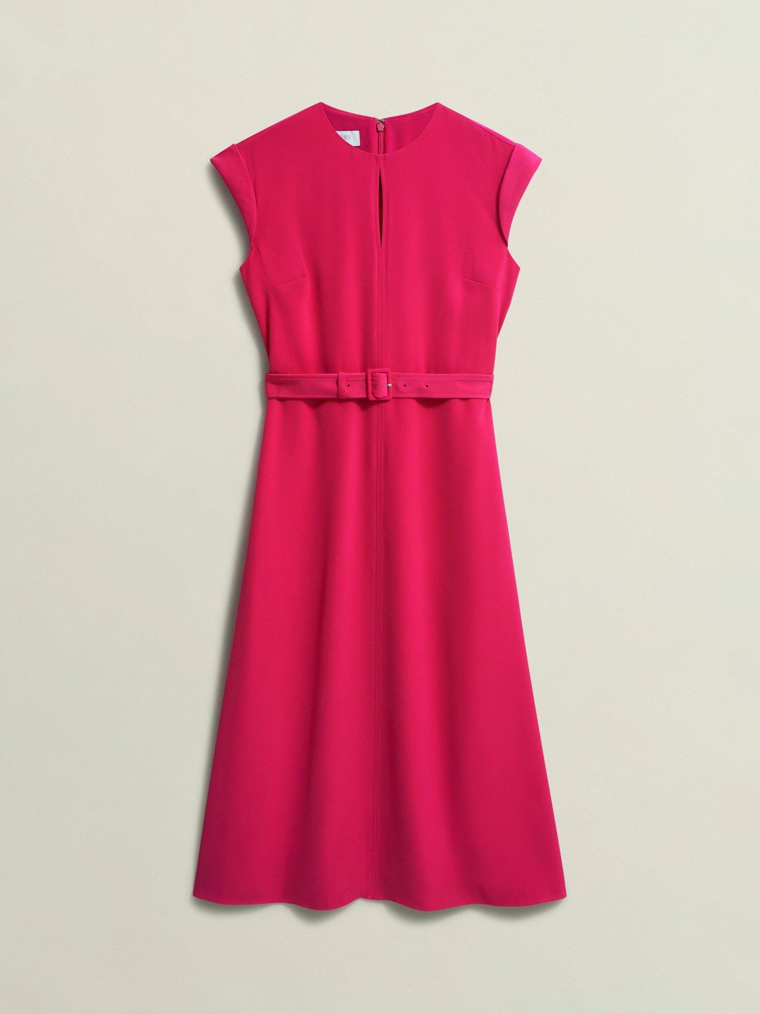 Product image 3 of 6, which shows Hobbs Meera Belted Dress, Pink, 10