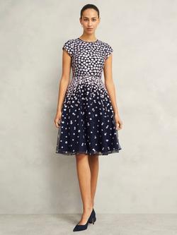 Hobbs Petite Betty Floral Dress, Midnight Pink, Midnight Pink