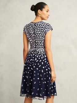 Hobbs Petite Betty Floral Dress, Midnight Pink - view 2, Midnight Pink