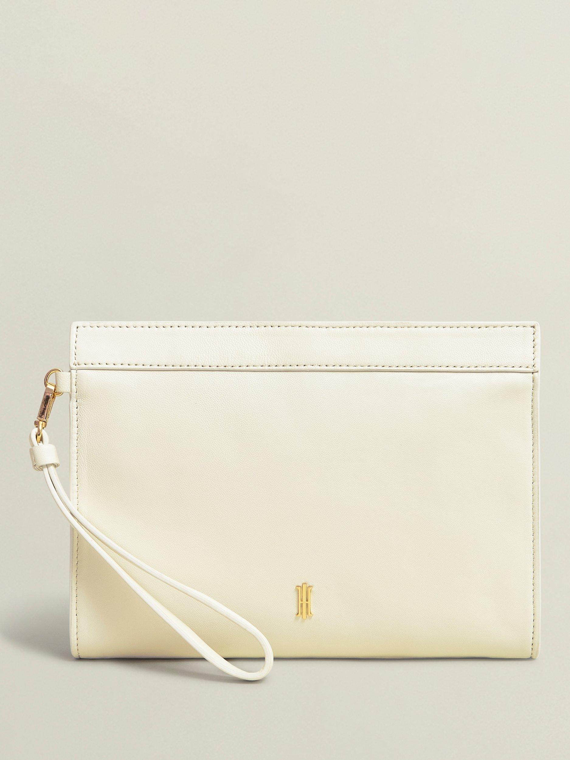 Product image 1 of 5, which shows Hobbs Catherine Leather Wristlet Bag, Ivory