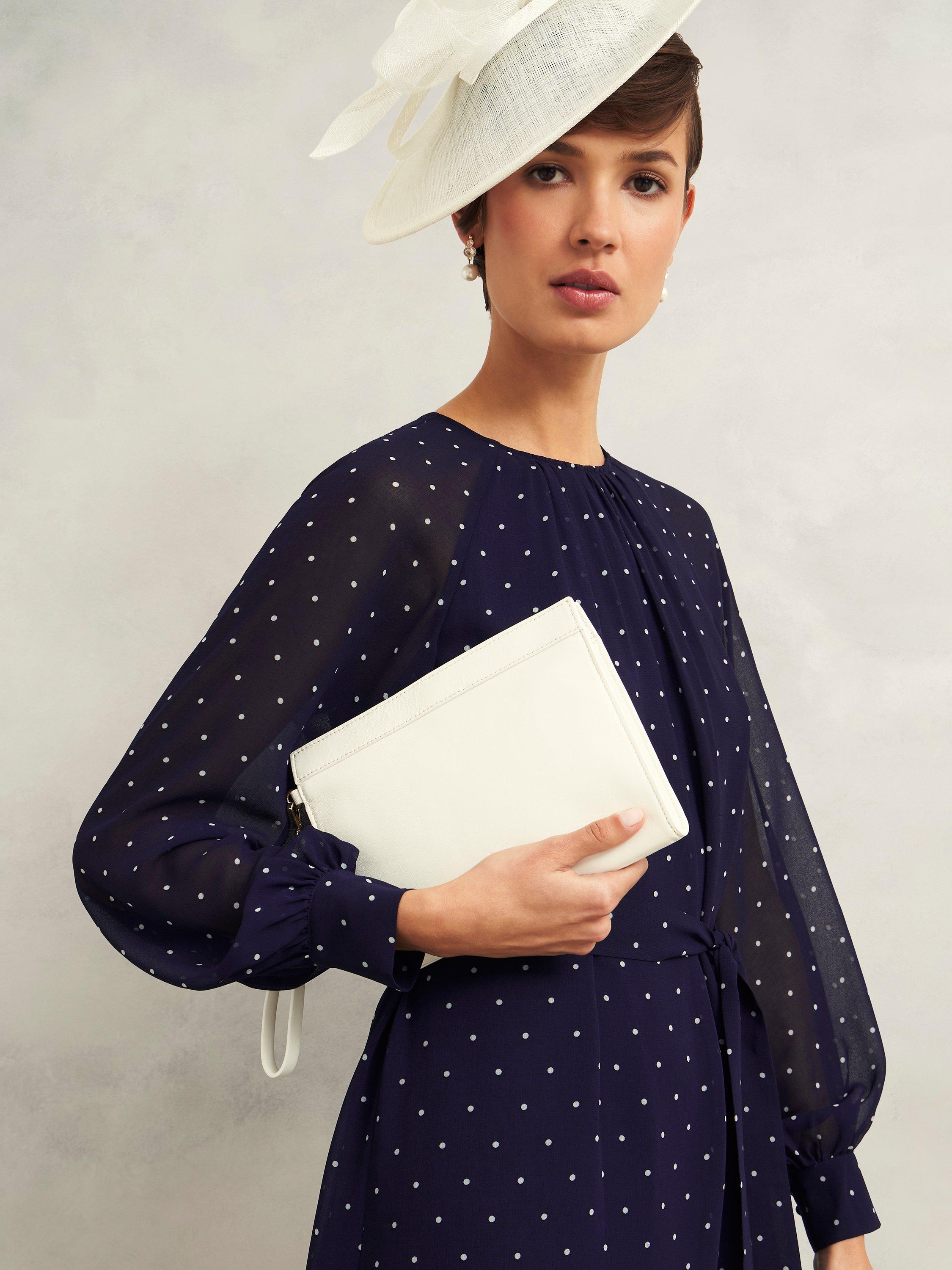 Product image 3 of 5, which shows Hobbs Catherine Leather Wristlet Bag, Ivory