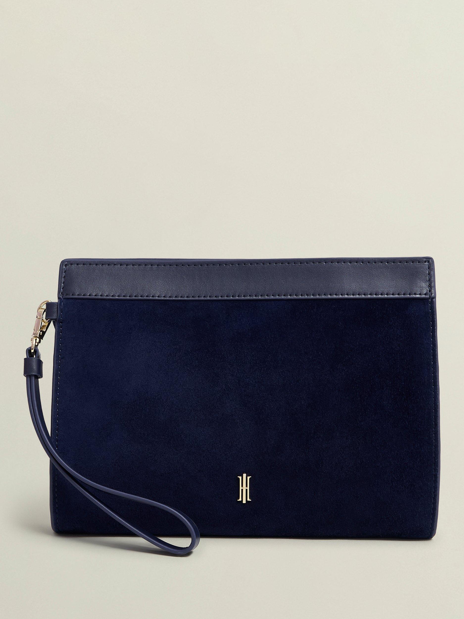 Product image 1 of 6, which shows Hobbs Catherine Leather Wristlet Bag, Navy