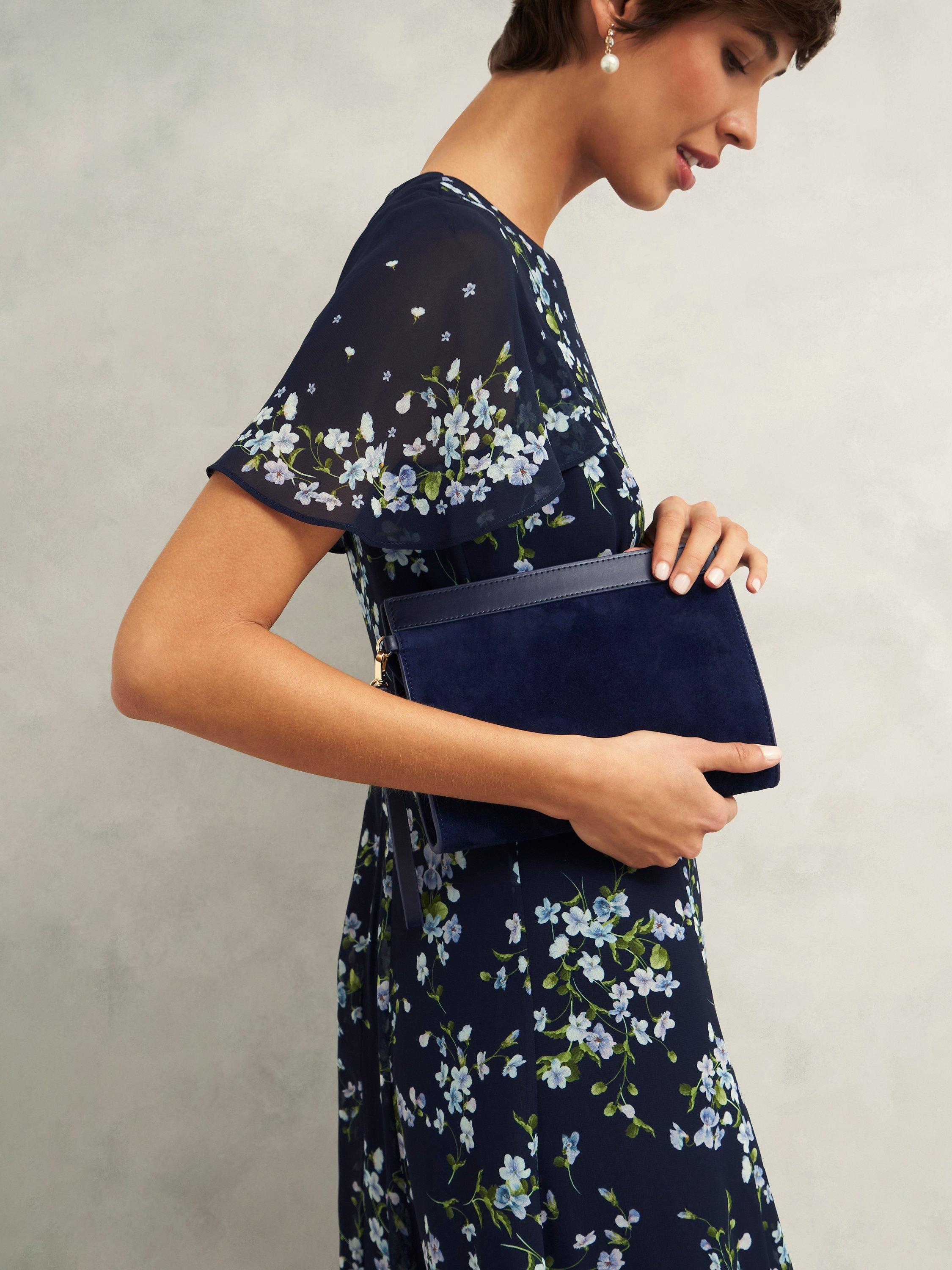 Product image 3 of 6, which shows Hobbs Catherine Leather Wristlet Bag, Navy