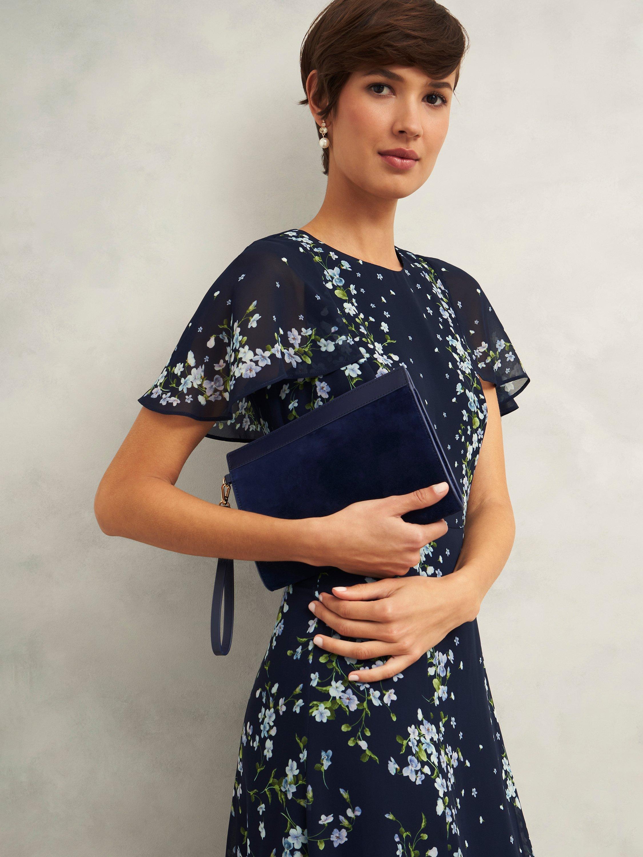 Product image 4 of 6, which shows Hobbs Catherine Leather Wristlet Bag, Navy