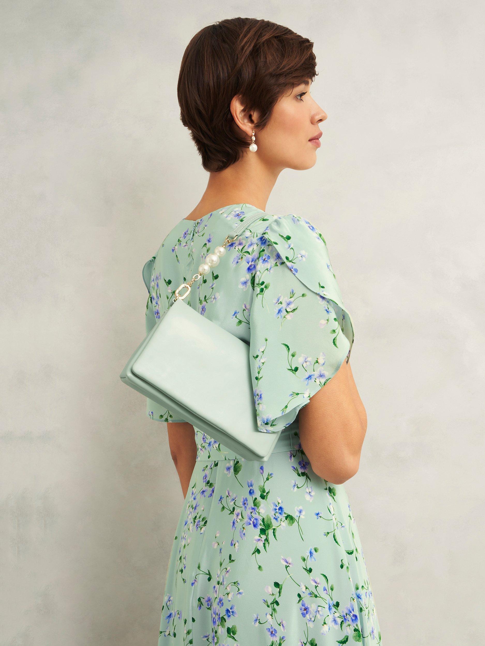 Product image 3 of 6, which shows Hobbs Jas Leather Clutch Bag, Green
