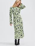 Ro&Zo Floral Fluted Sleeve Dress, Green/Multi