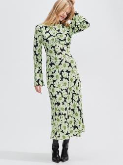 Ro&Zo Floral Fluted Sleeve Dress, Green/Multi, Green/Multi