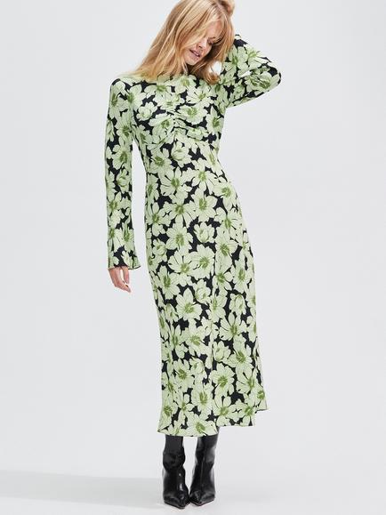 Ro&Zo Floral Fluted Sleeve Dress, Green/Multi, Green/Multi