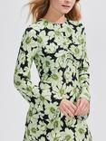 Ro&Zo Floral Fluted Sleeve Dress, Green/Multi