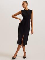 Ted Baker Malmoa Knot Detail Wrap Over Midi Dress, Navy