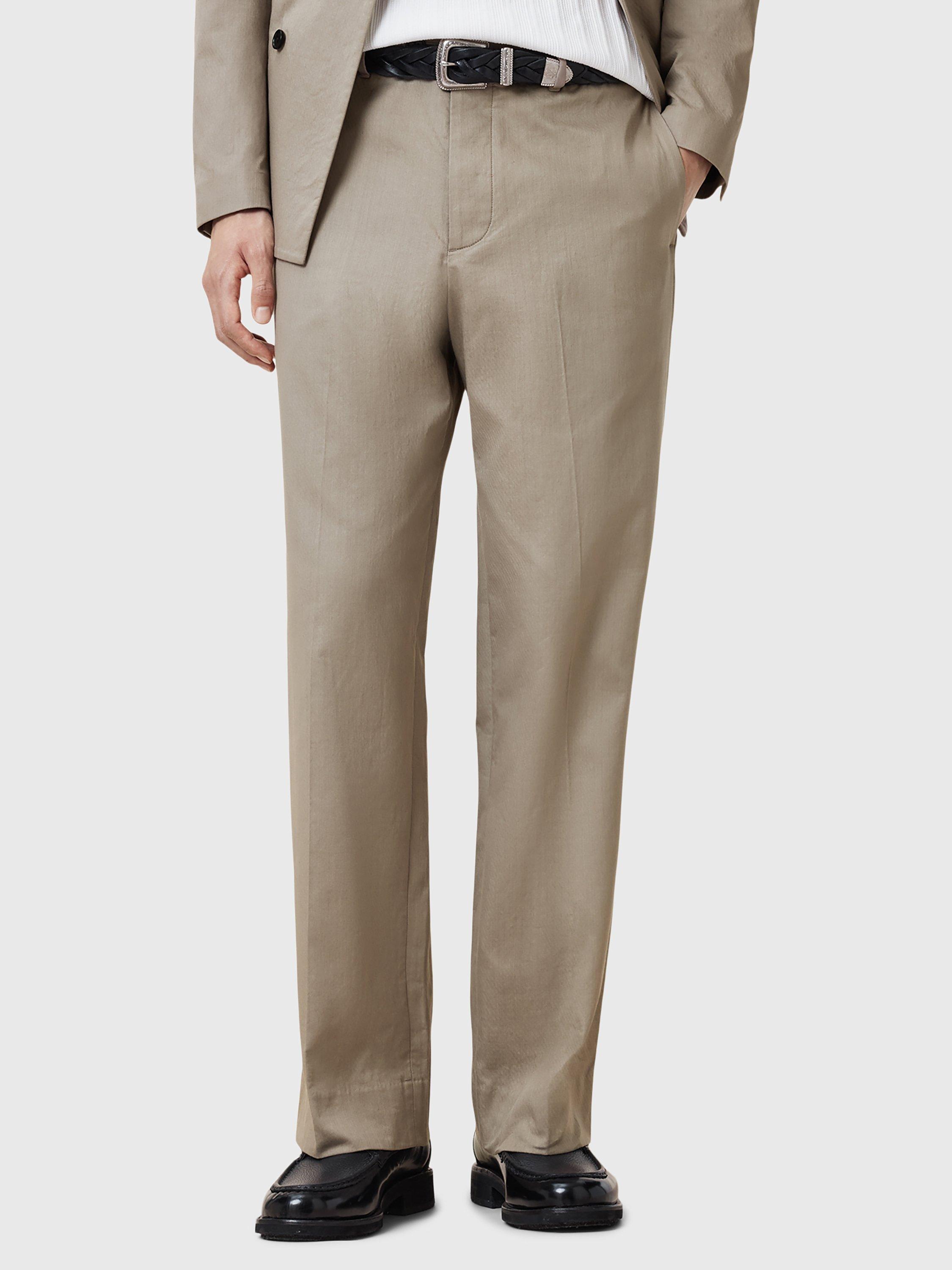 Product image 1 of 6, which shows AllSaints Newton Organic Cotton Trousers, Mid Grey, 34R
