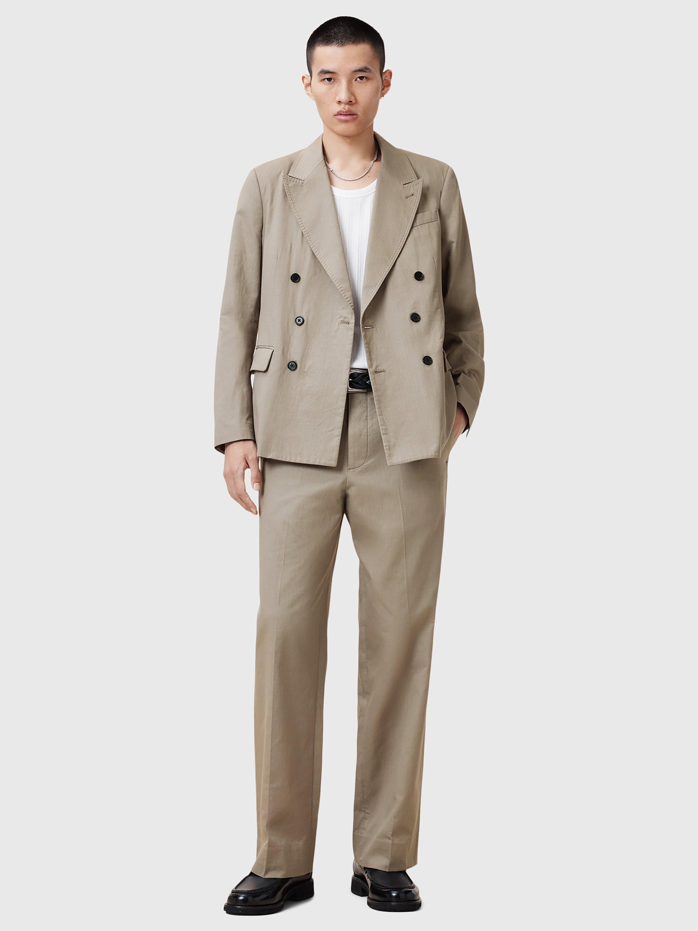 Product image 3 of 6, which shows AllSaints Newton Organic Cotton Trousers, Mid Grey, 34R