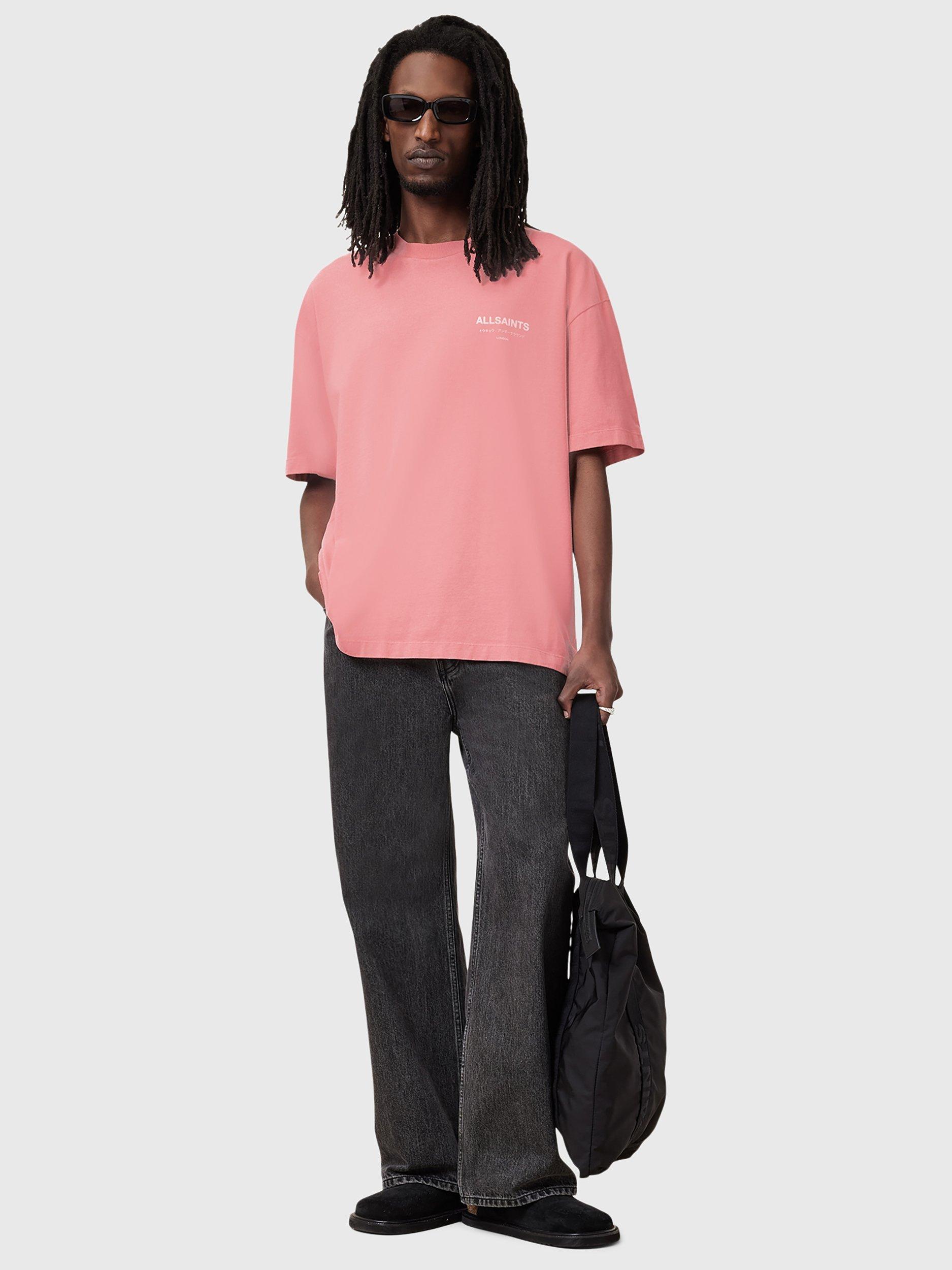 Product image 7 of 7, which shows AllSaints Underground Organic Cotton Loose Fit Short Sleeve Logo T-Shirt, Mid Pink, S