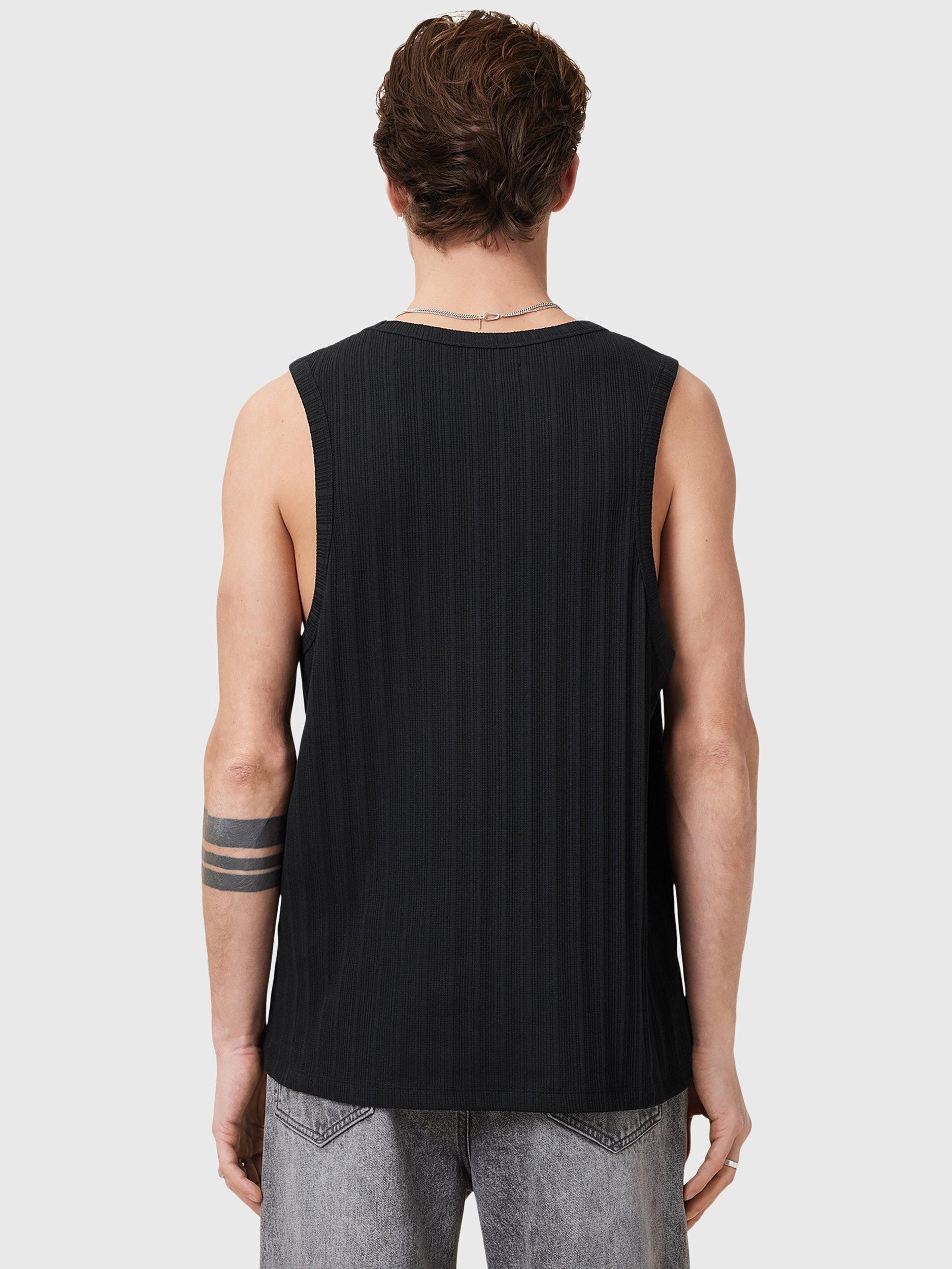 Product image 2 of 8, which shows AllSaints Denver Organic Cotton Ribbed Vest, Black, S
