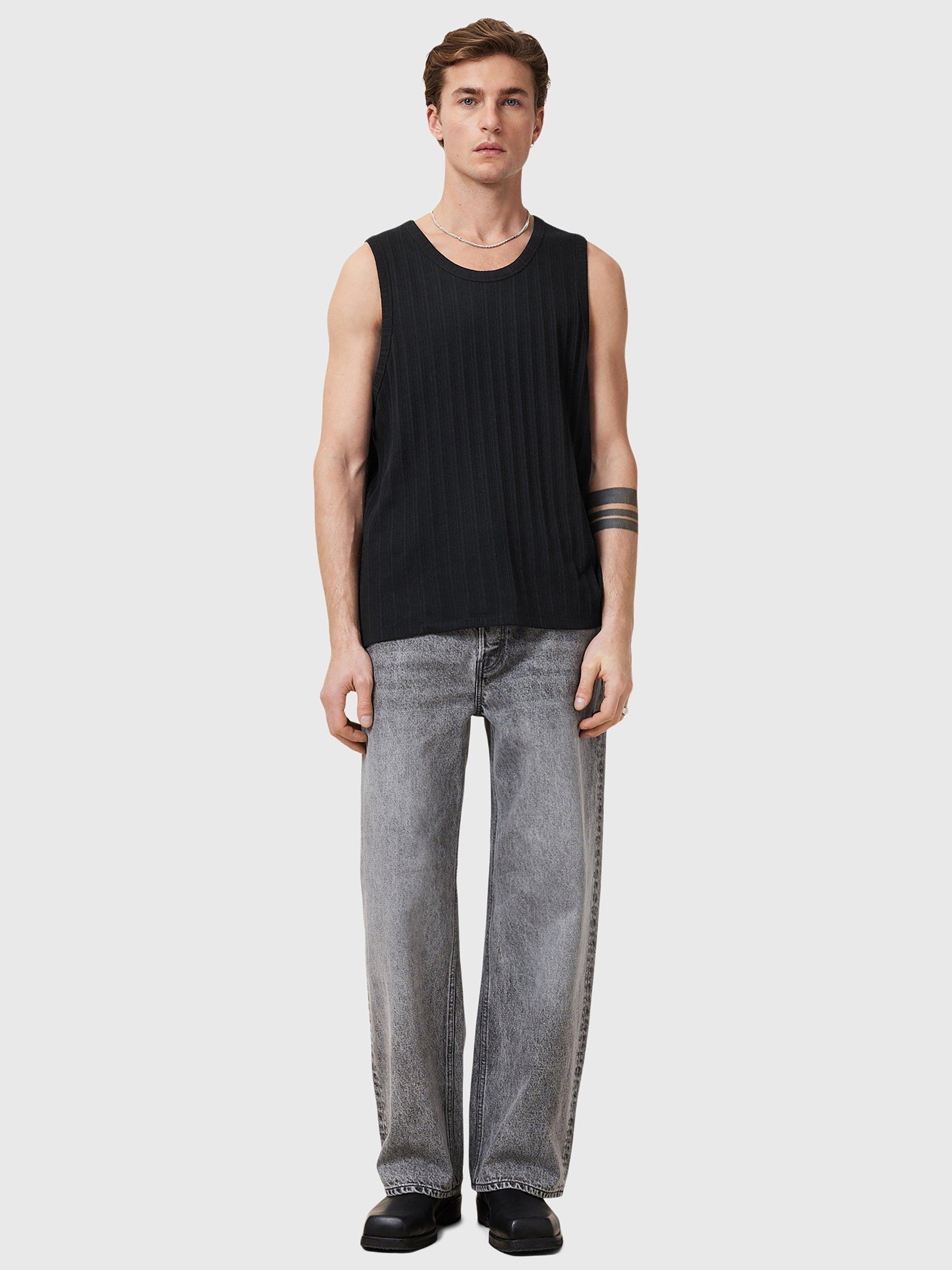 Product image 3 of 8, which shows AllSaints Denver Organic Cotton Ribbed Vest, Black, S