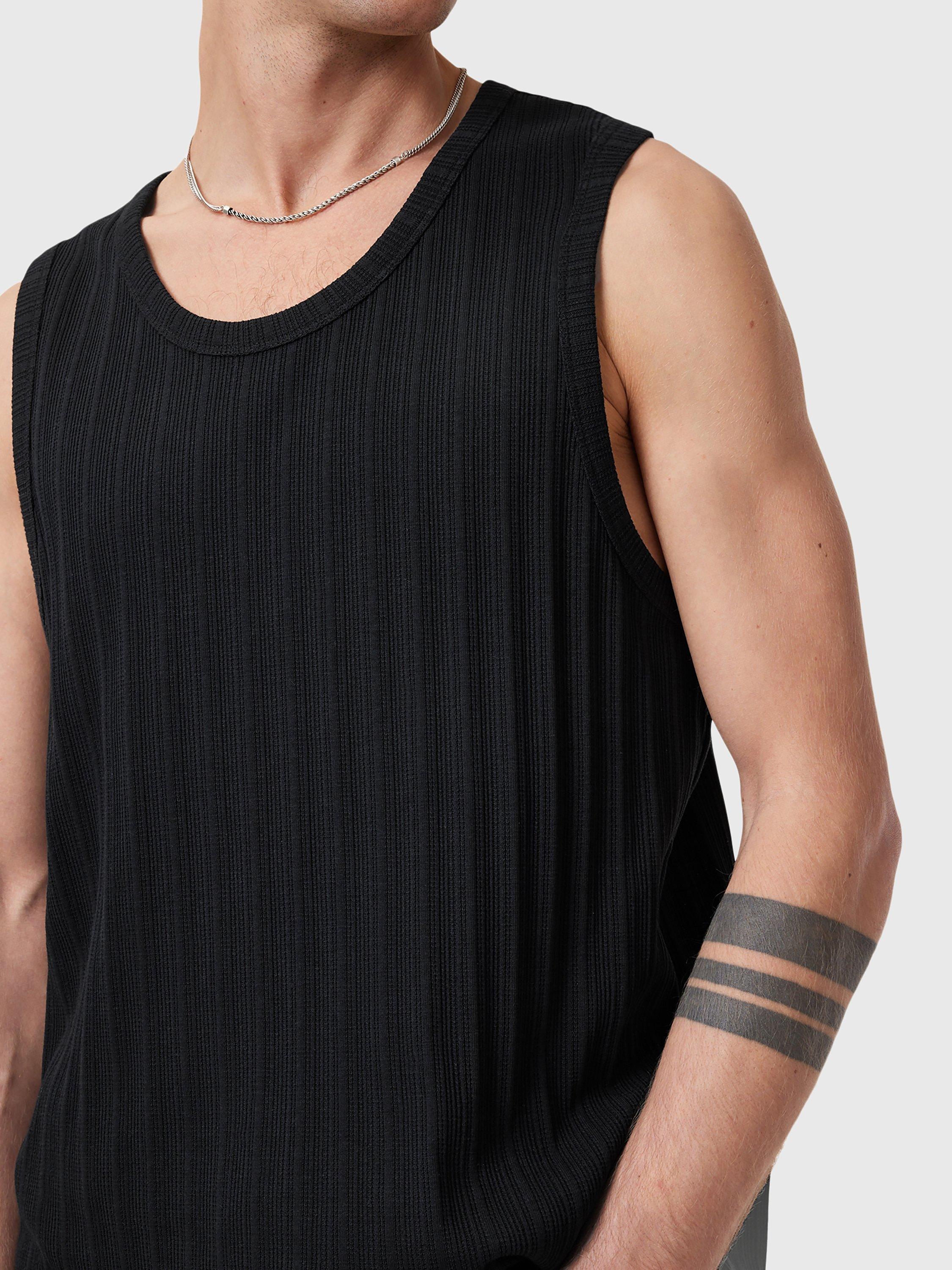 Product image 5 of 8, which shows AllSaints Denver Organic Cotton Ribbed Vest, Black, S