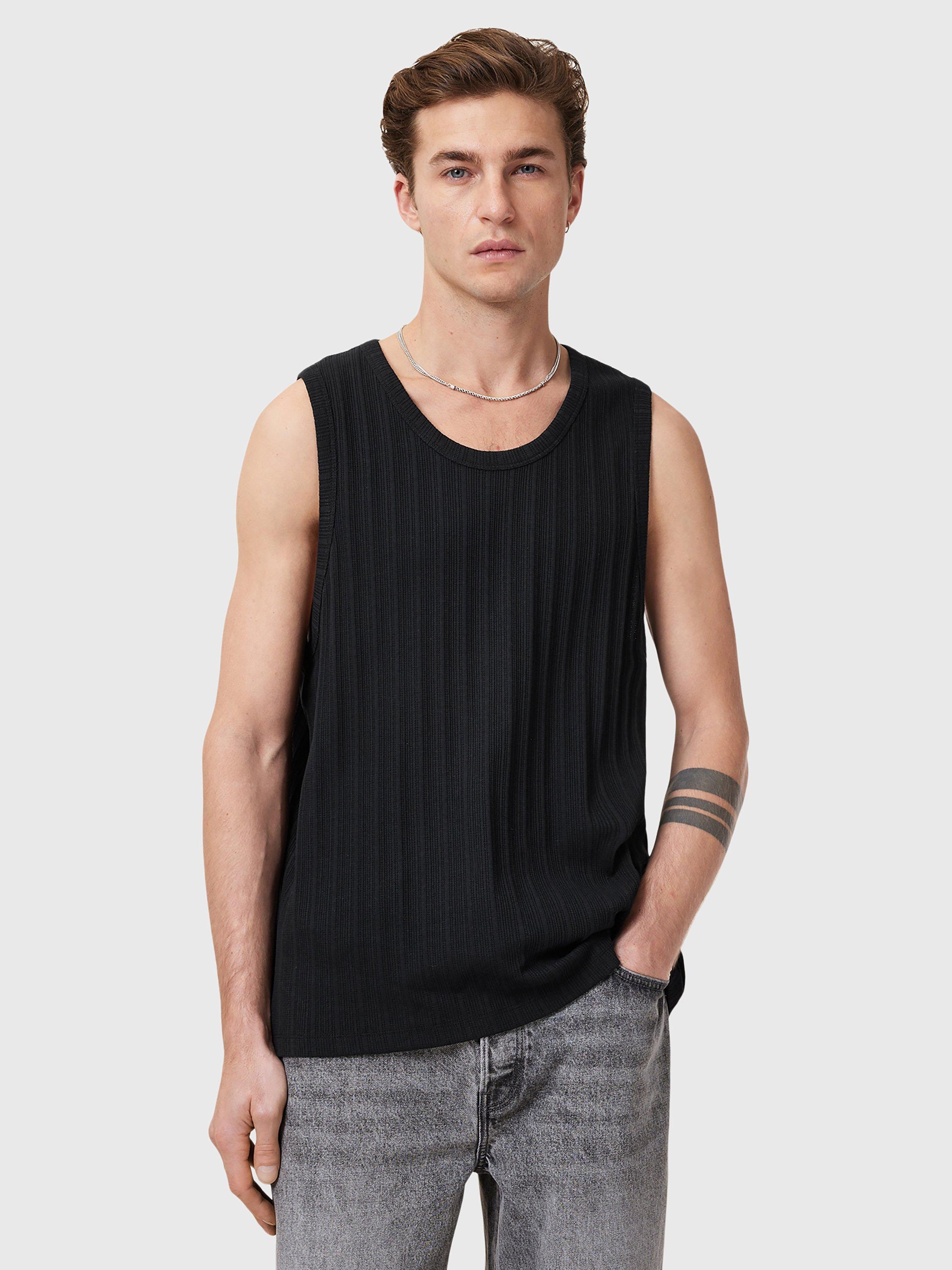 Product image 7 of 8, which shows AllSaints Denver Organic Cotton Ribbed Vest, Black, S