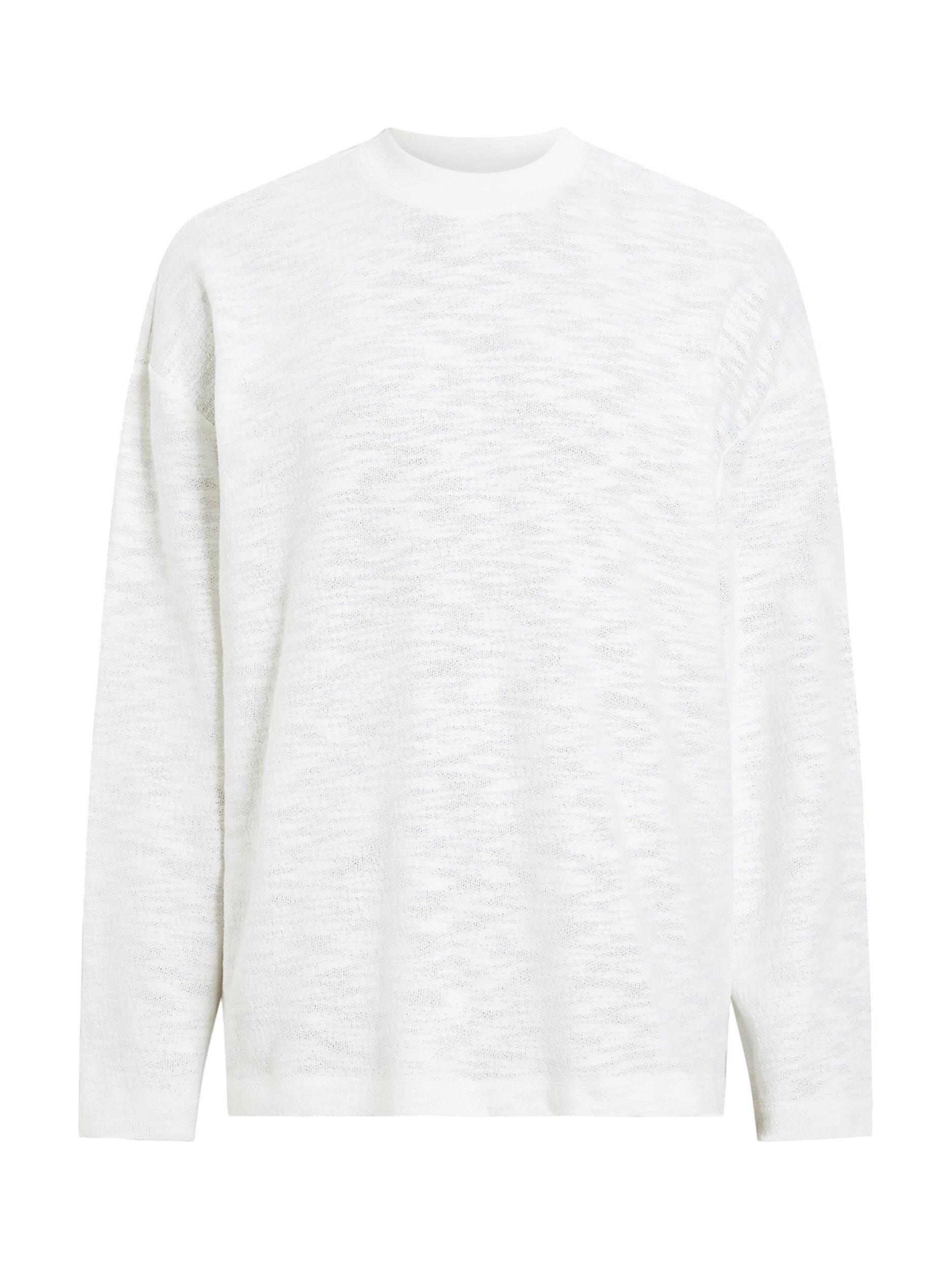Product image 4 of 8, which shows AllSaints Foster Organic Cotton Long Sleeve Tee, White Natural, XS
