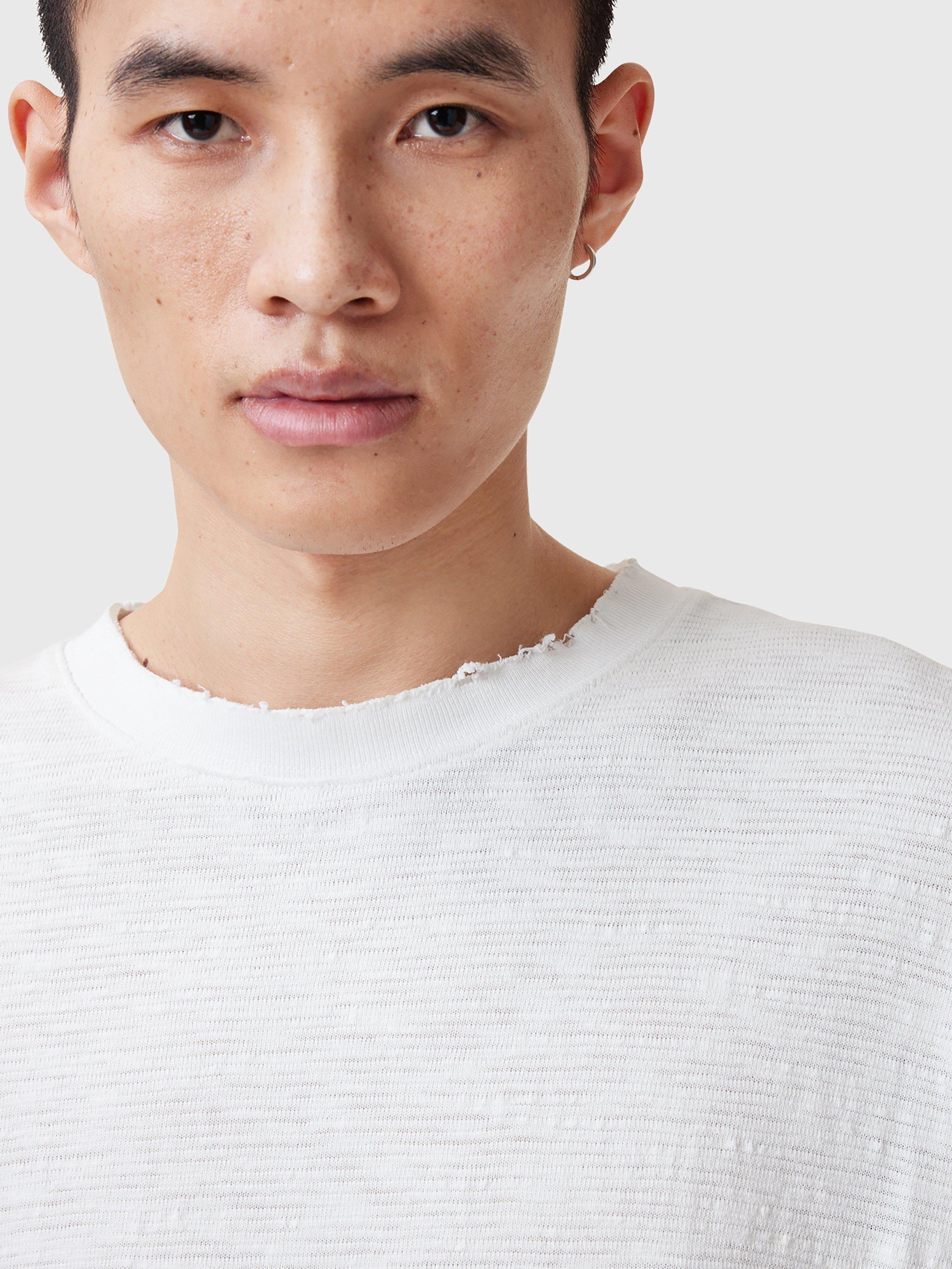 Product image 5 of 8, which shows AllSaints Foster Organic Cotton Long Sleeve Tee, White Natural, XS
