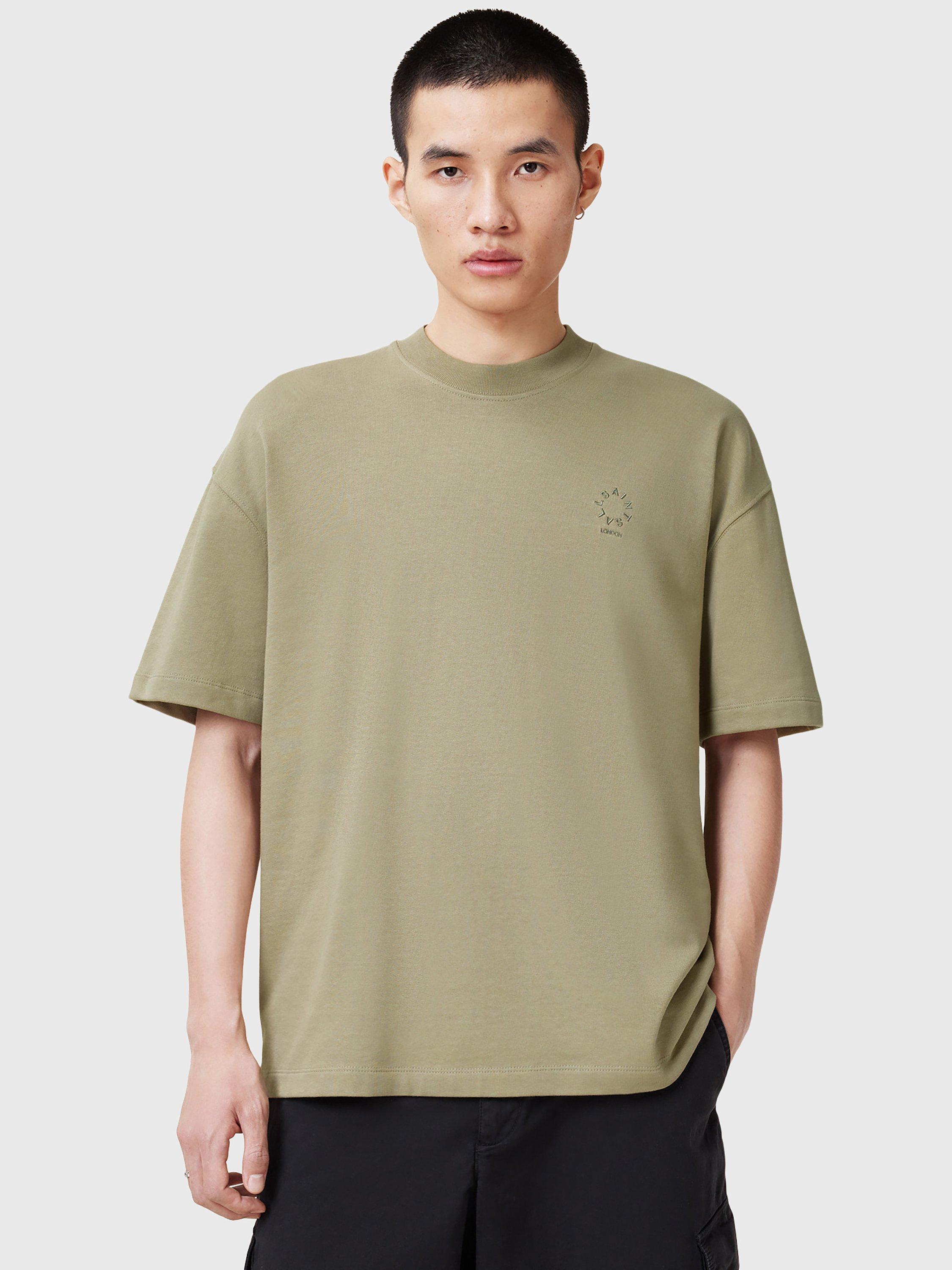 AllSaints Haven Organic Cotton Crew Neck T-Shirt, Mid Green