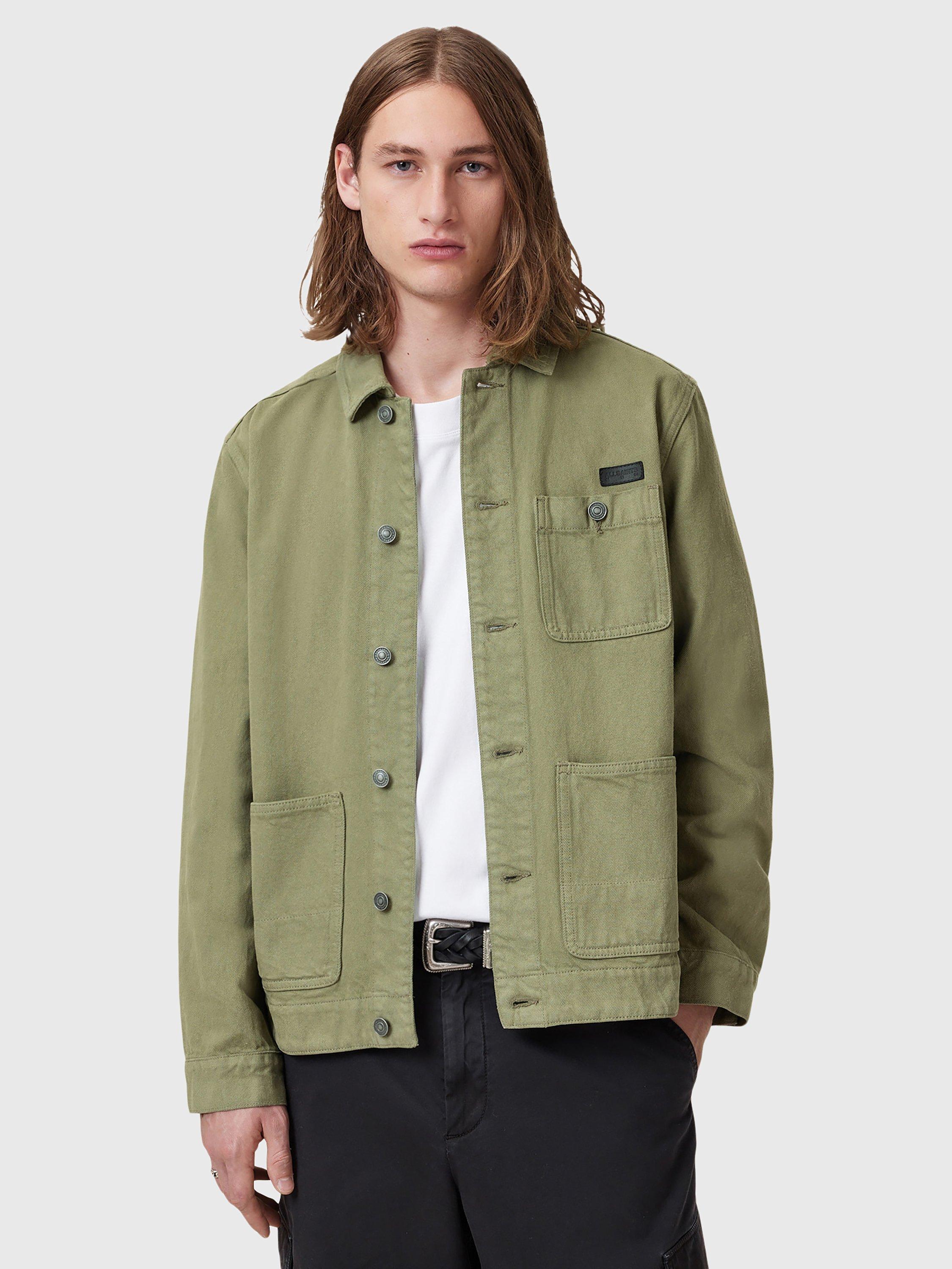 AllSaints Eavis Cotton Chore Jacket, Mid Green