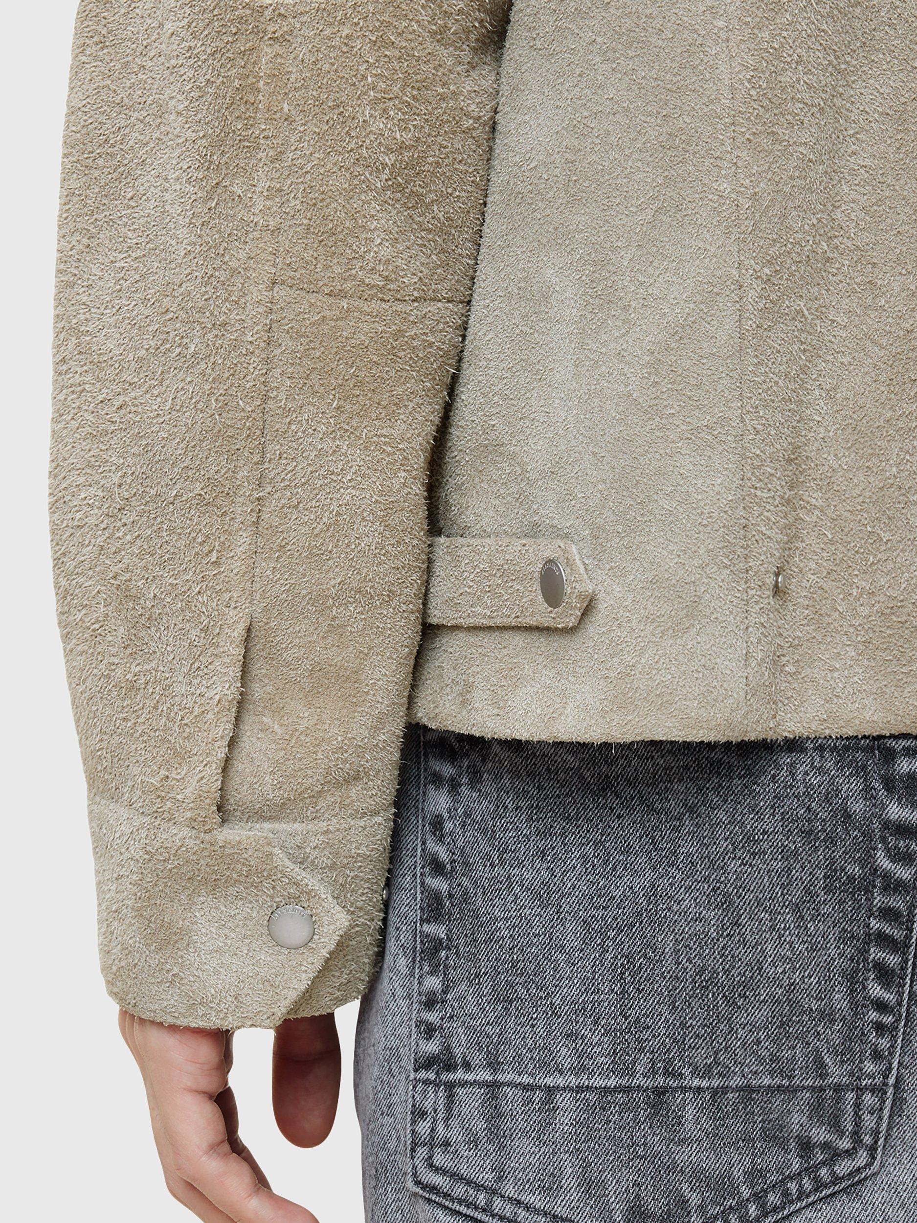 Product image 8 of 9, which shows AllSaints Tacoma Suede Jacket, Natural Oatmeal, S