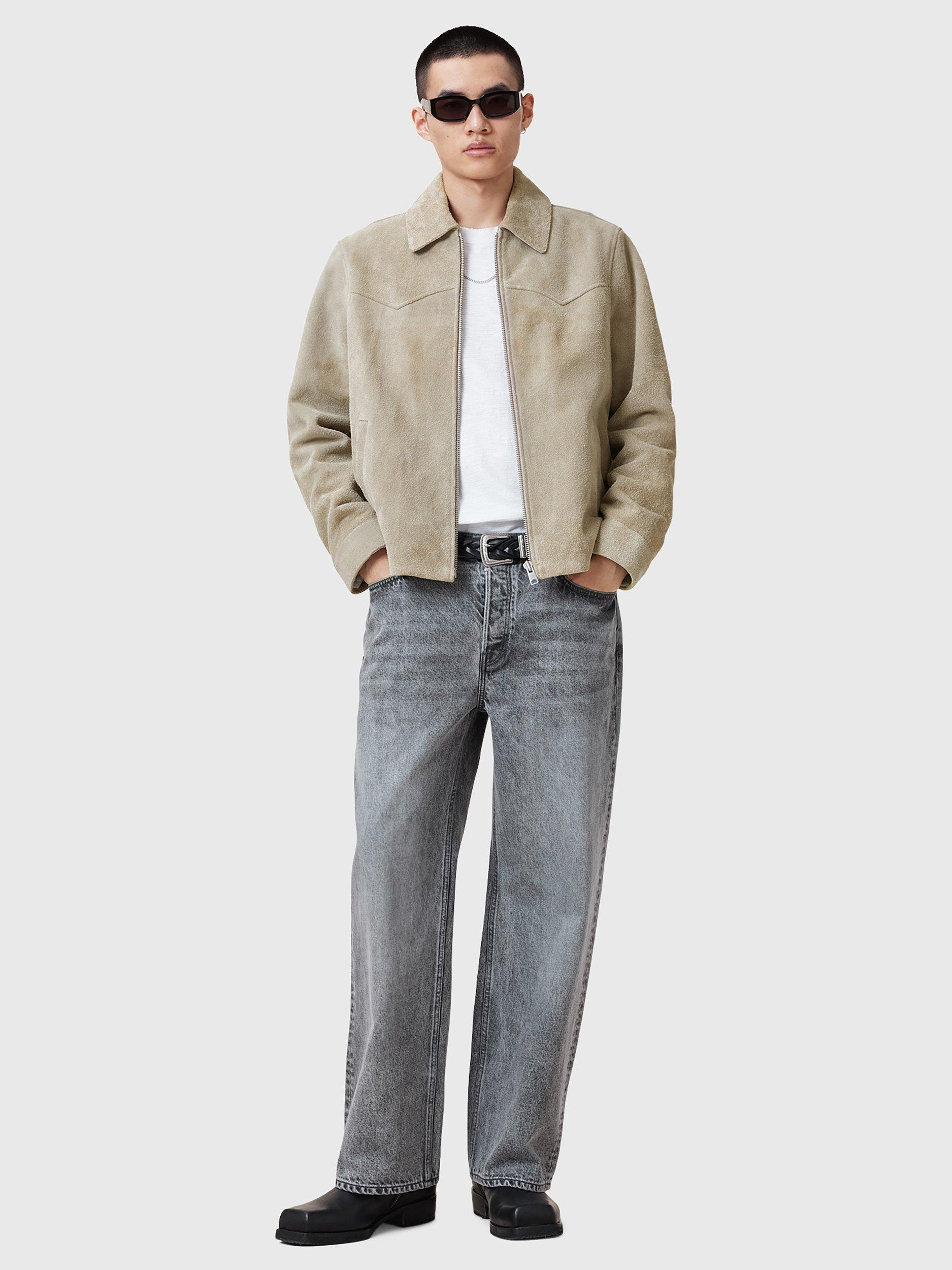 Product image 9 of 9, which shows AllSaints Tacoma Suede Jacket, Natural Oatmeal, S