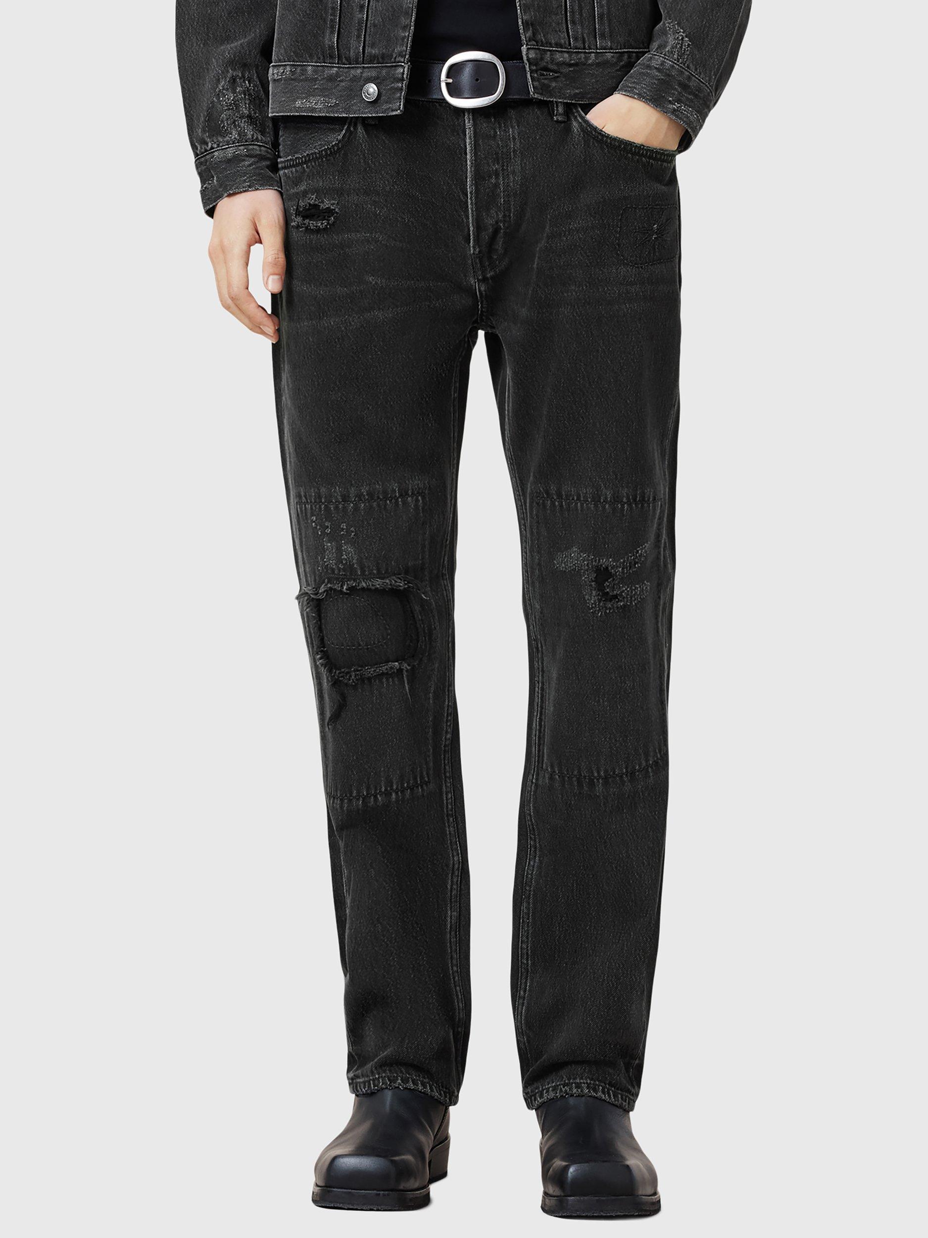 AllSaints Reid Repair Regular Fit Jeans, Black