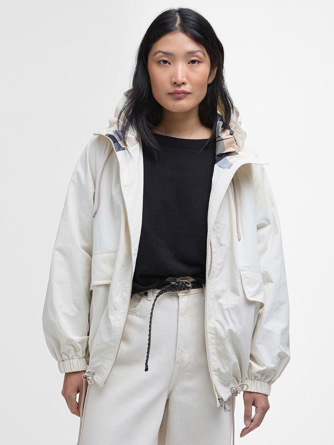Barbour Orson Showerproof Hooded Jacket, Pearl/Safari Tartan