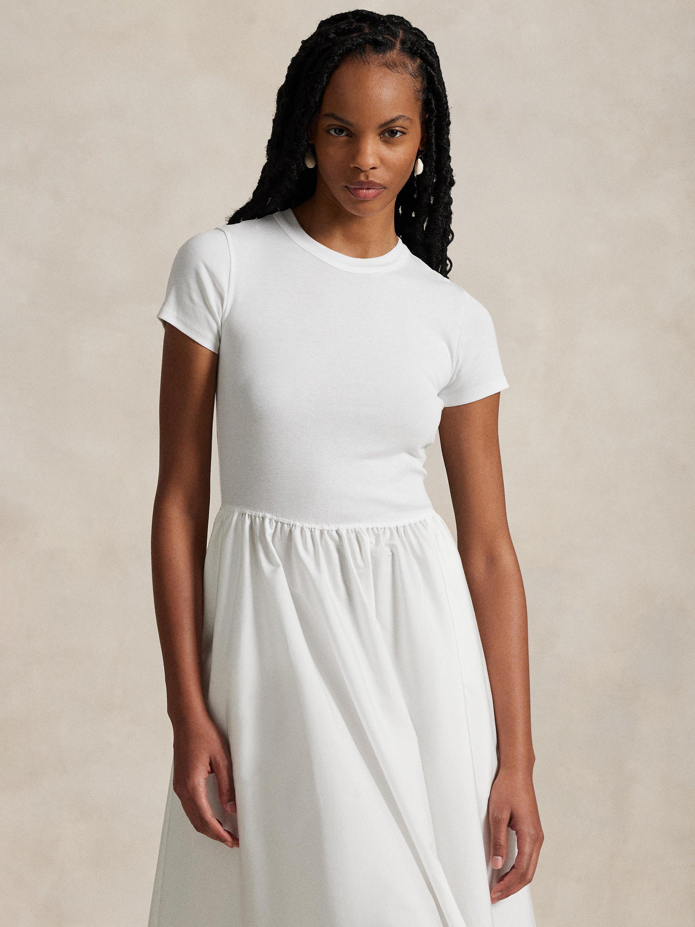 Product image 3 of 4, which shows Polo Ralph Lauren Knit A-Line Dress, White, XS