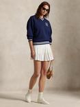 Polo Ralph Lauren Wimbledon 2025 French Terry V-Neck Sweatshirt, Navy/White