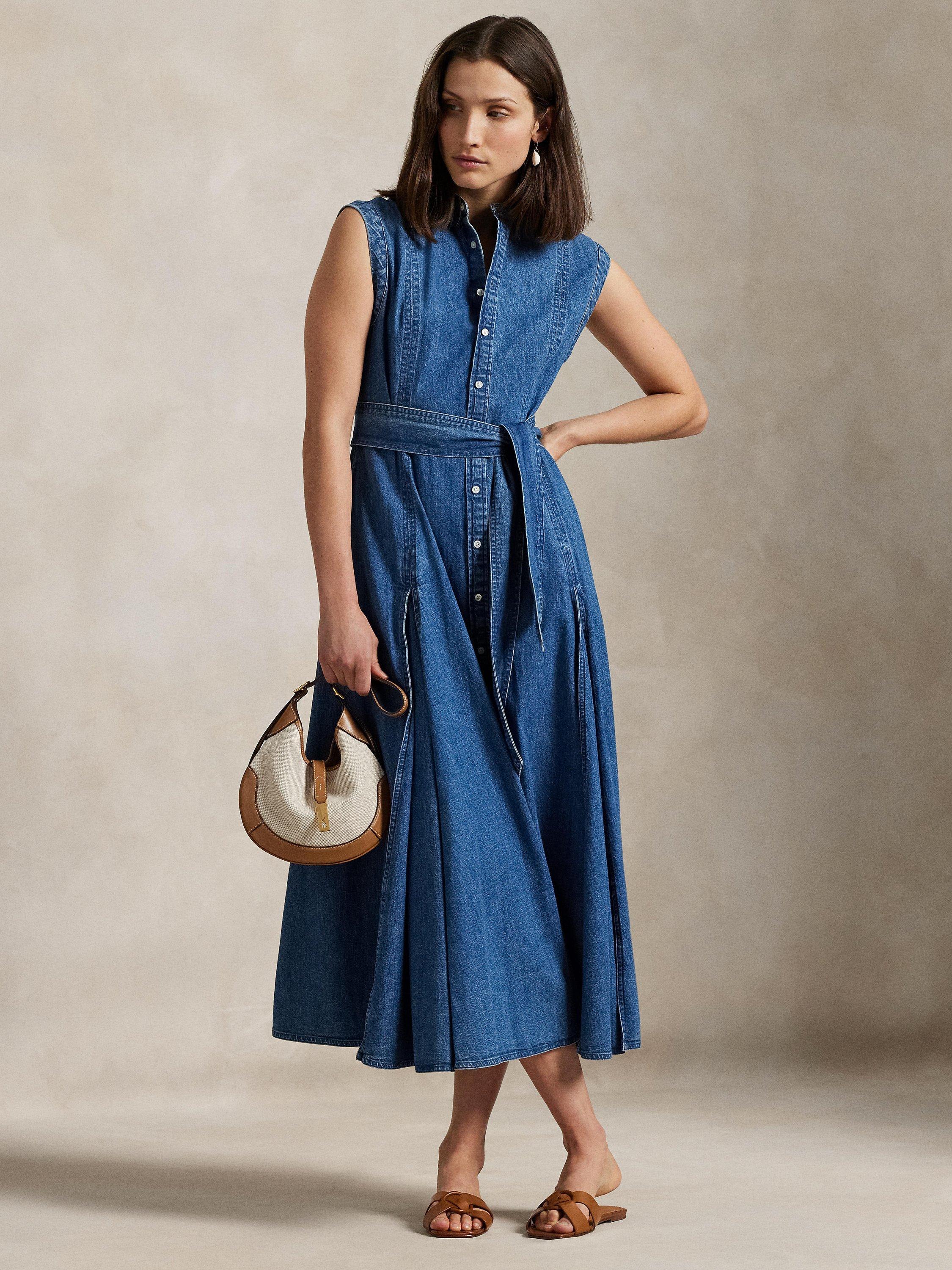Polo Ralph Lauren Svan Denim Shirt Dress, Dark Blue