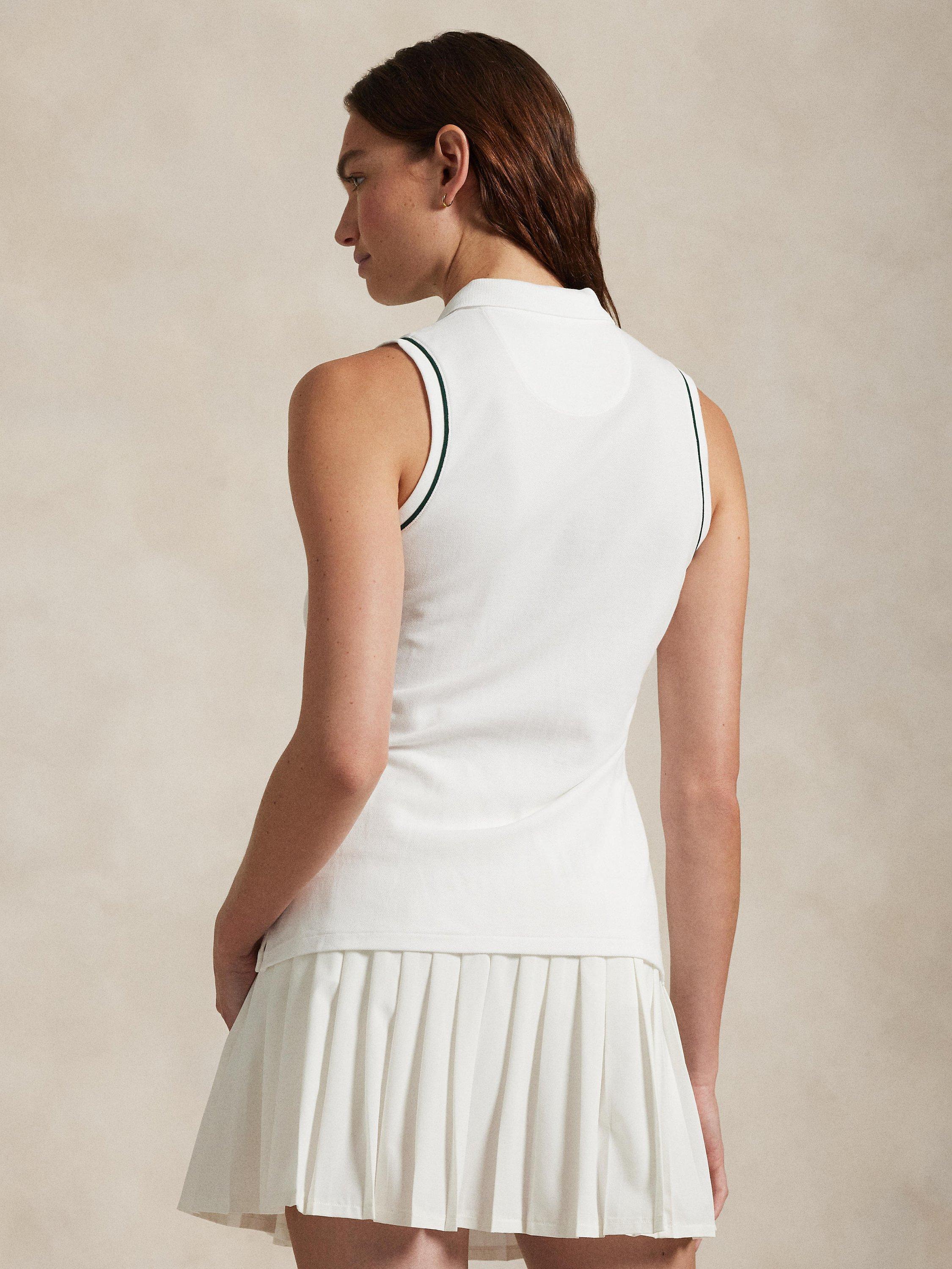 Product image 4 of 4, which shows Polo Ralph Lauren Wimbledon 2025 Piqué Polo Shirt, White/Green, XS