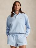 Polo Ralph Lauren Wimbledon 2025 French Terry Button Neck Sweatshirt, Light Blue