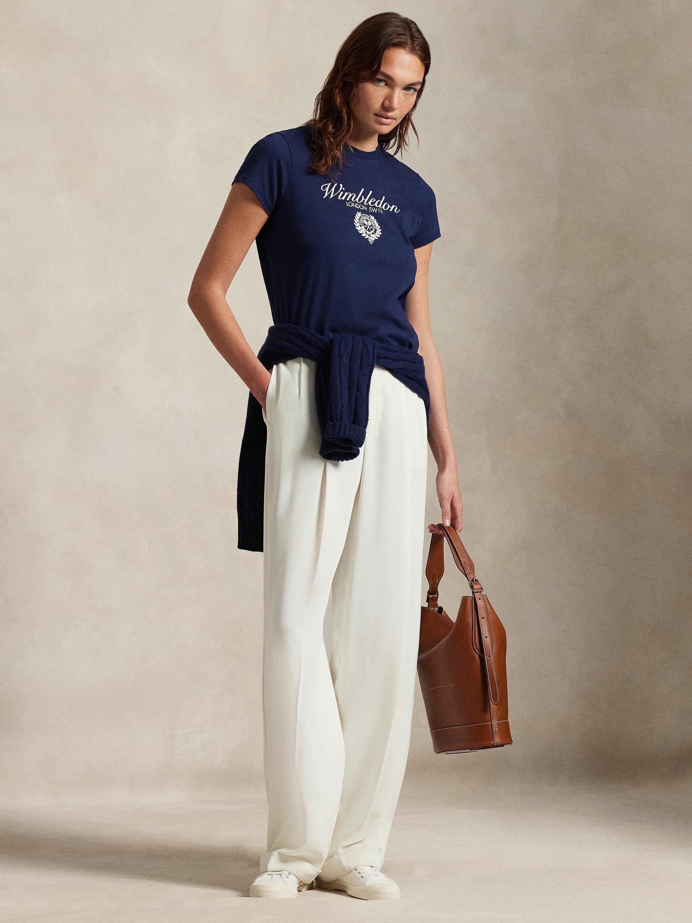 Product image 1 of 4, which shows Polo Ralph Lauren Wimbledon 2025 Crest T-Shirt, Navy, XS