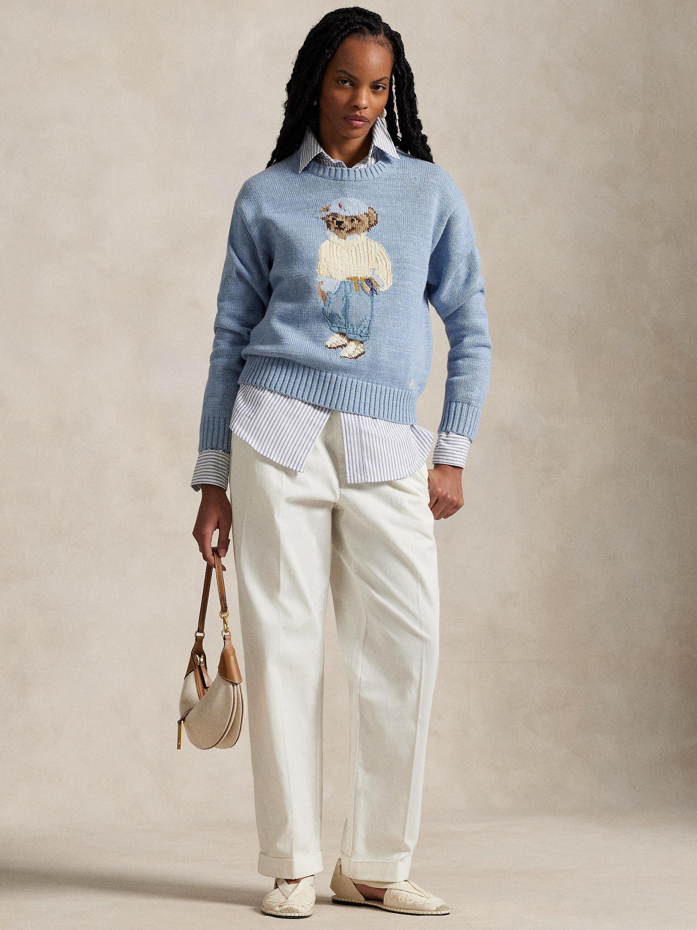 Polo Ralph Lauren Polo Bear Crewneck Sweater, Chambray Marl