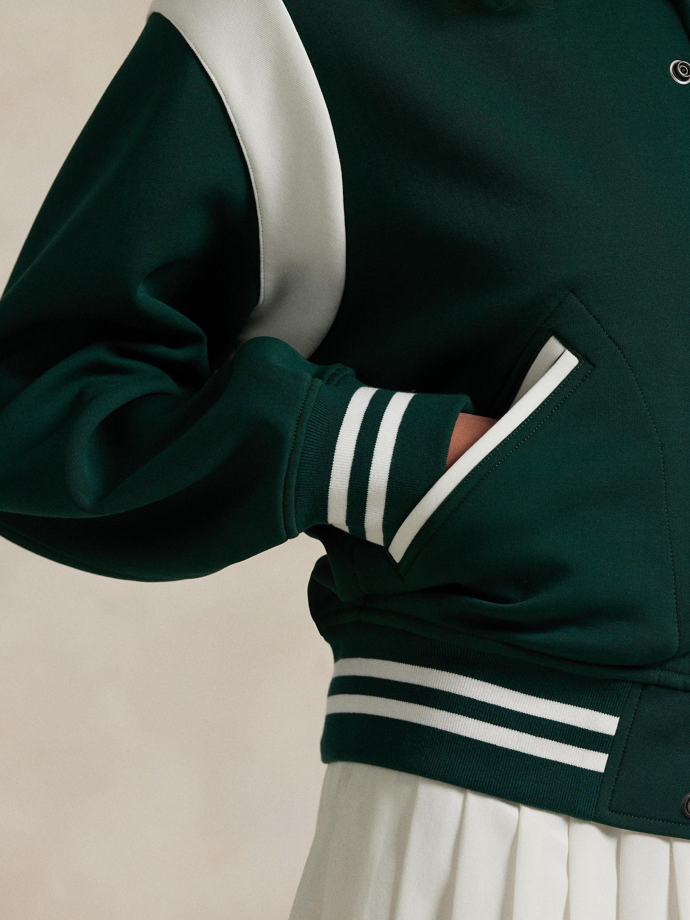 Product image 4 of 5, which shows Polo Ralph Lauren Wimbledon 2025 Bomber Jacket, Moss/Ceramic White, XS