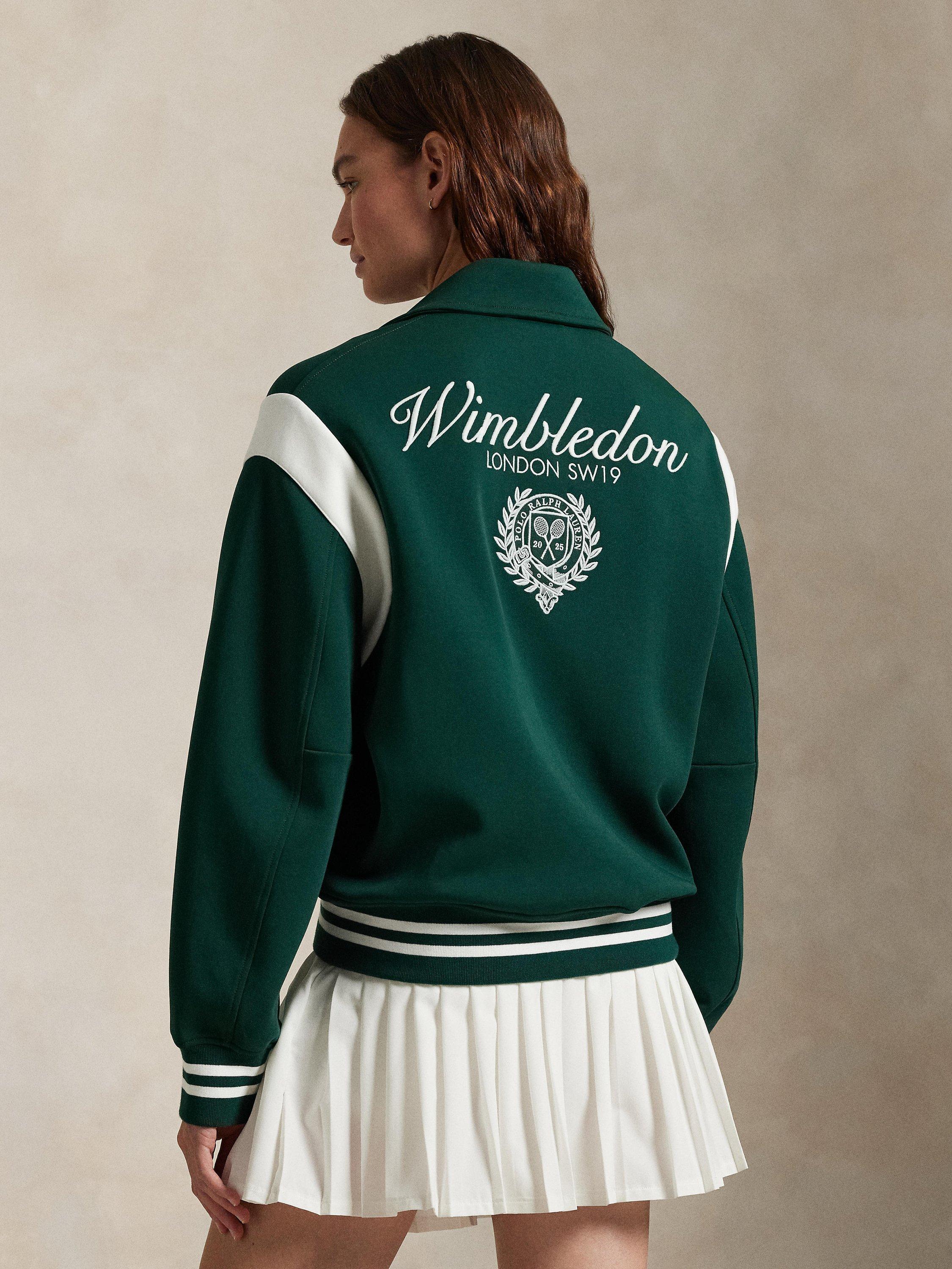 Product image 5 of 5, which shows Polo Ralph Lauren Wimbledon 2025 Bomber Jacket, Moss/Ceramic White, XS