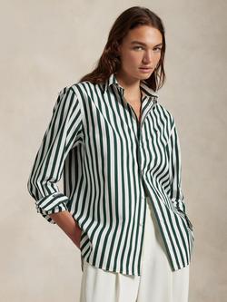 Polo Ralph Lauren Stripe Oversized Shirt, Green/White - view 2, Green/White
