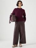 HUSH Nina Pure Merino Wool Crop Jumper, Burgundy Red